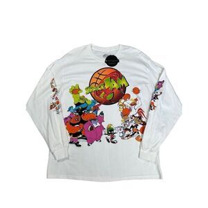 NWT PacSun Men’s XL Space Jam Graphic Tee Long Sleeve T-Shirt White/Multi Cotton